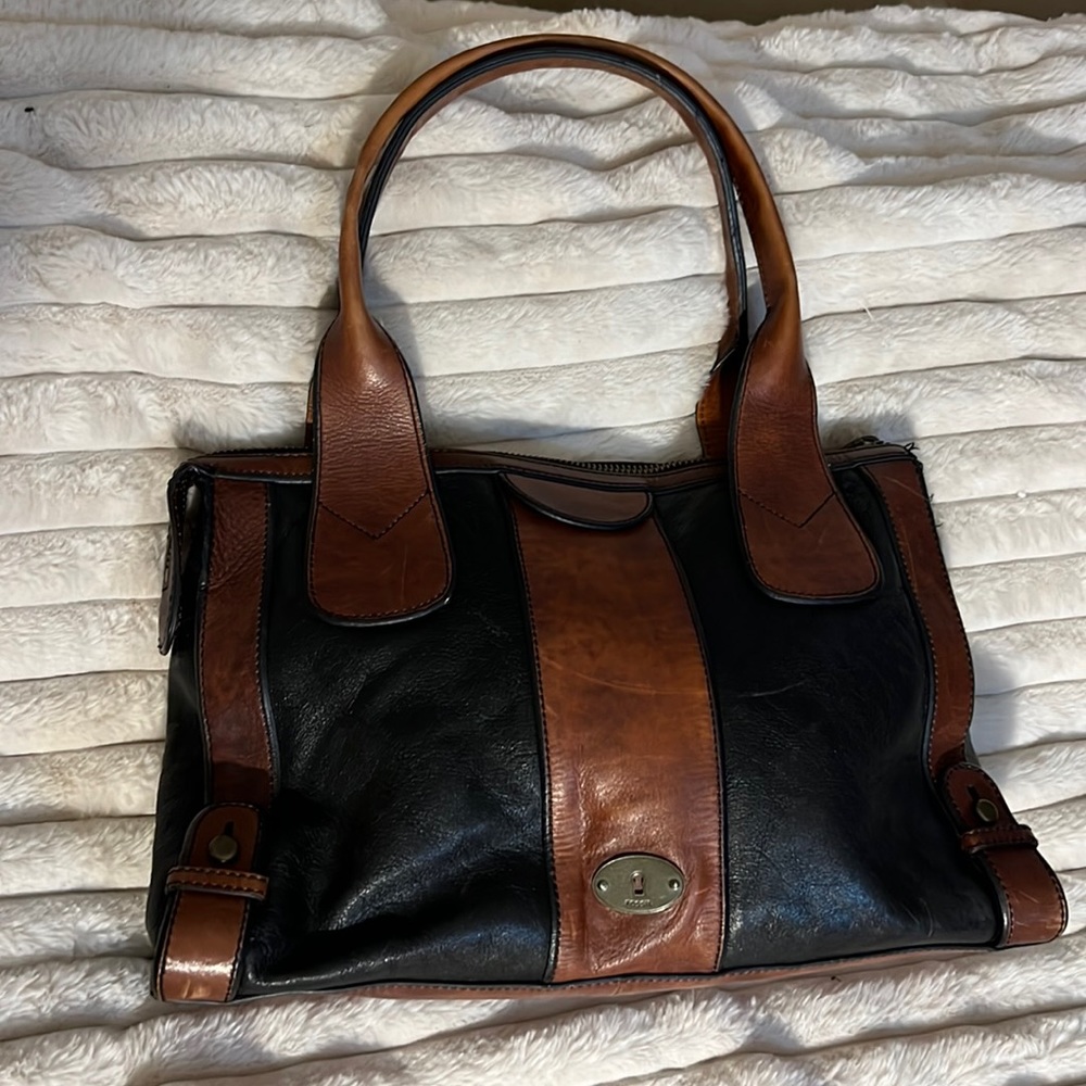 Fossil black brown vintage bag.